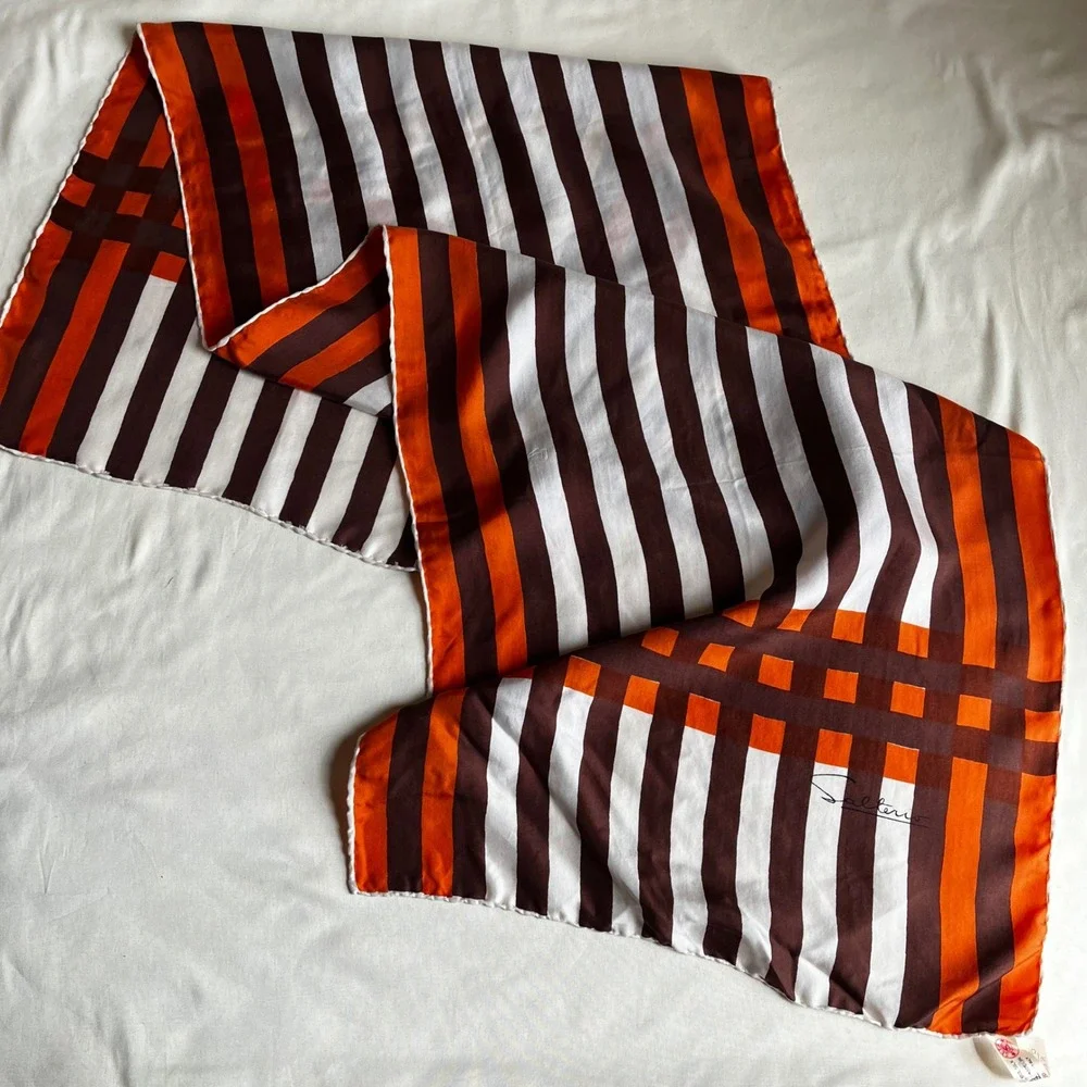 Vintage Salterio Italian Silk Mod Stripe Oblong Scarf